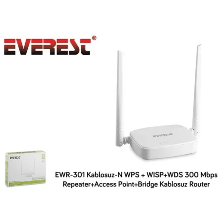 Everest EWR-301 300MBPS 4PORT 2 ANTEN 5DBI 2.4GHz INDOOR ACCESS POINT/ROUTER/REPEATER