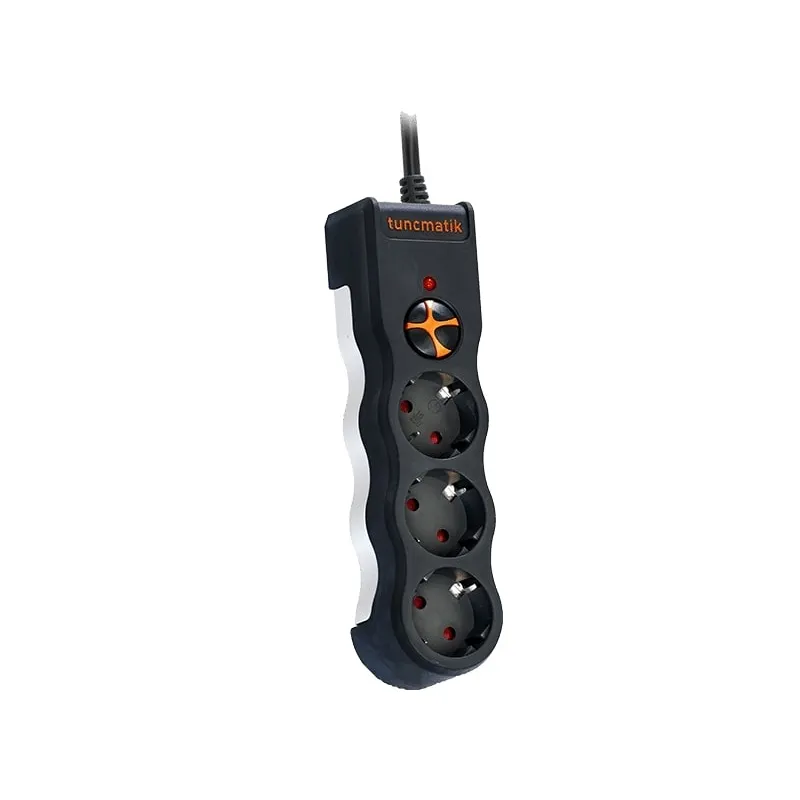 TUNÇMATİK POWERSURGE TSK19010 1050 JOULES 3'LÜ SİYAH/1,5M AKIM KORUMALI PRİZ