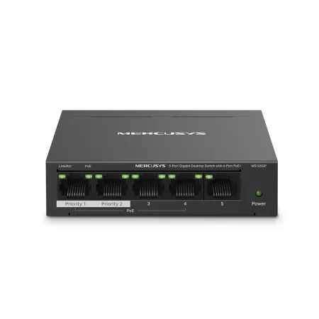 Tp-Link MERCUSYS MS105GP 5 PORT 10/100/1000 4 PORT POE+ YONETILEMEZ DESKTOP SWITCH METAL KASA
