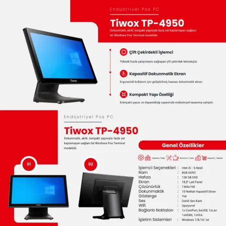 TIWOX TP-4950 I5 8GB RAM 128GB SSD 18.5" ENDÜSTRİYEL POS PC