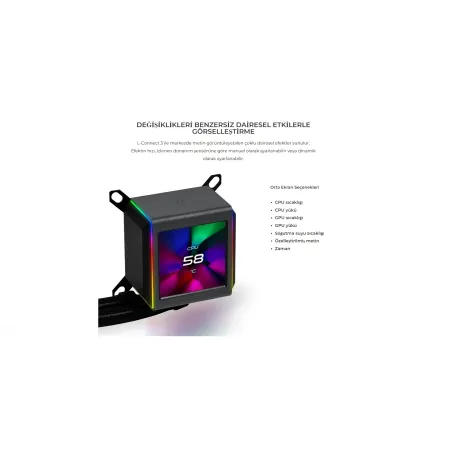 LIAN LI GALAHAD II LCD SL-INFINITY 360MM LGA1700/1851P/AM5 SOKET SİYAH İŞLEMCİ SIVI SOĞUTUCU G89.GA2ALCD36INB.00