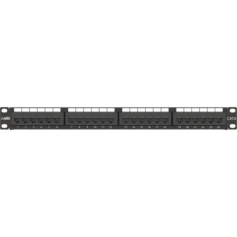 AGER AC-611-24E 8P8C,LSA,ALTIN KONTAK 24 PORT CAT6 DOLU 1U ZIRHSIZ PATCH PANEL
