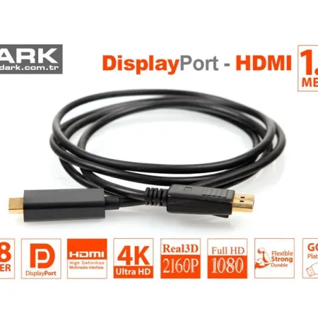 Dark DisplayPort to HDMI Kablo(1,8m) 4K